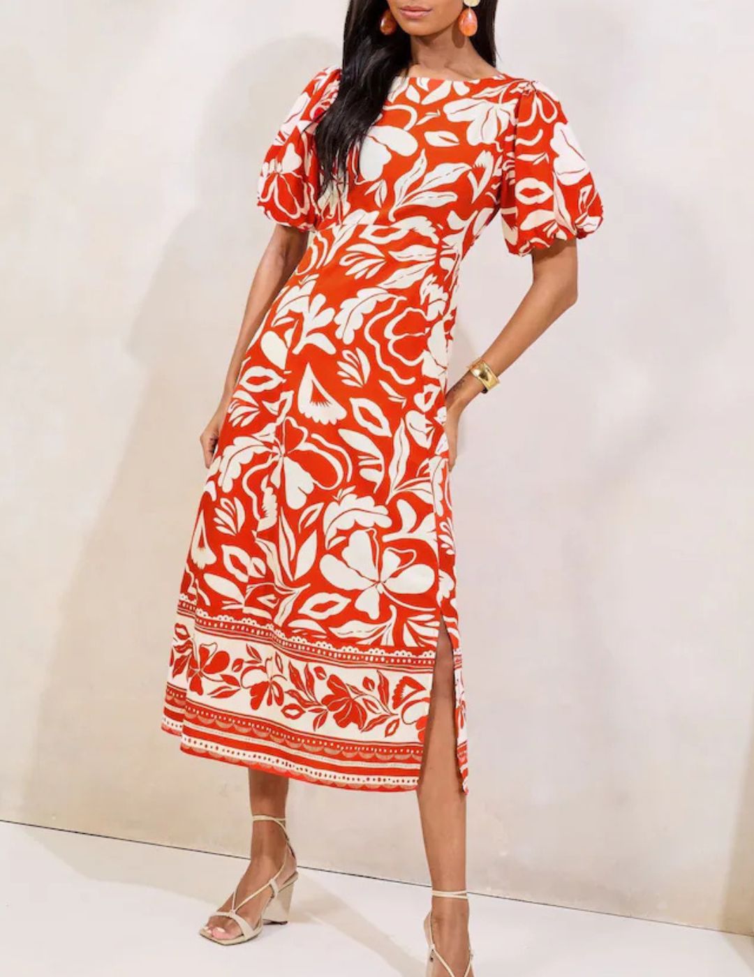 Lipsy , Red Short Sleeve Midi Dress