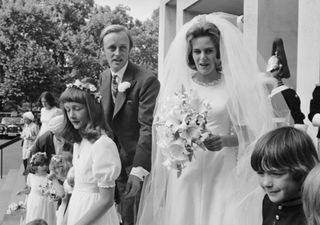 Camilla Shand marries Major Andrew Parker Bowles at the Guards Chapel, Wellington Barracks, 4th July 1973