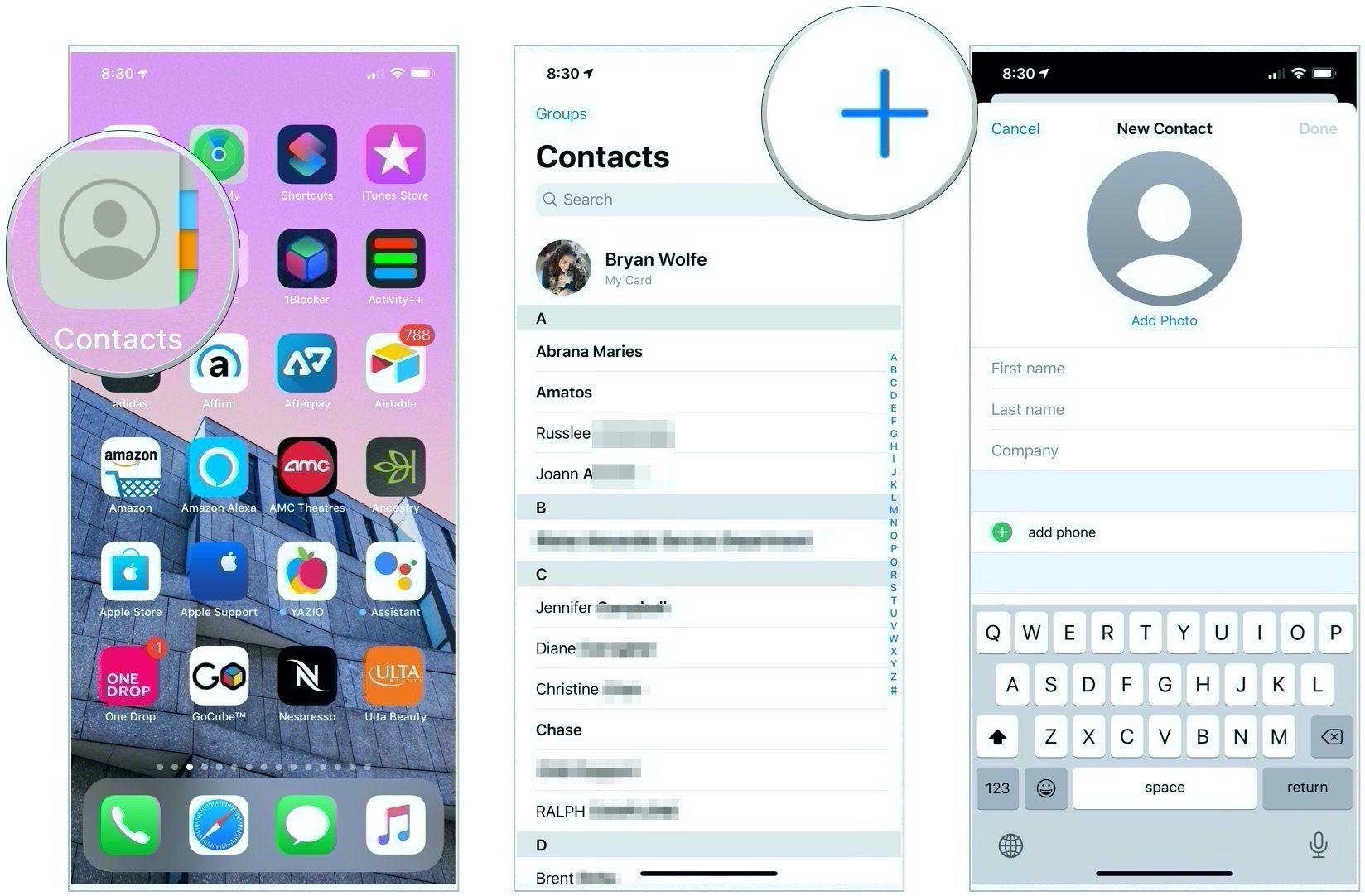 How to add a contact on iPhone and iPad: Open the Contacts app, tap on the plus sign on the plus sign. Add the necessary information for your new contact