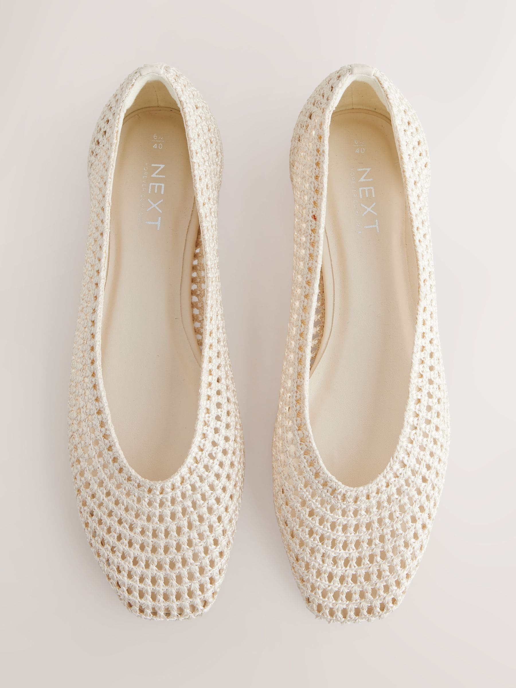 Neutral Forever Comfort® Square Toe Crochet Ballerinas