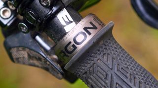Ergon GDH Team grip fitted to a handlebar and showing the collar graphic details