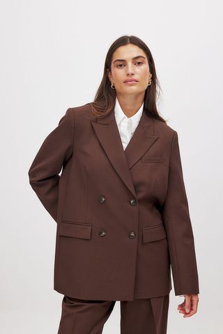 NA-KD, Oversized Double Breasted Wool Blend Blazer