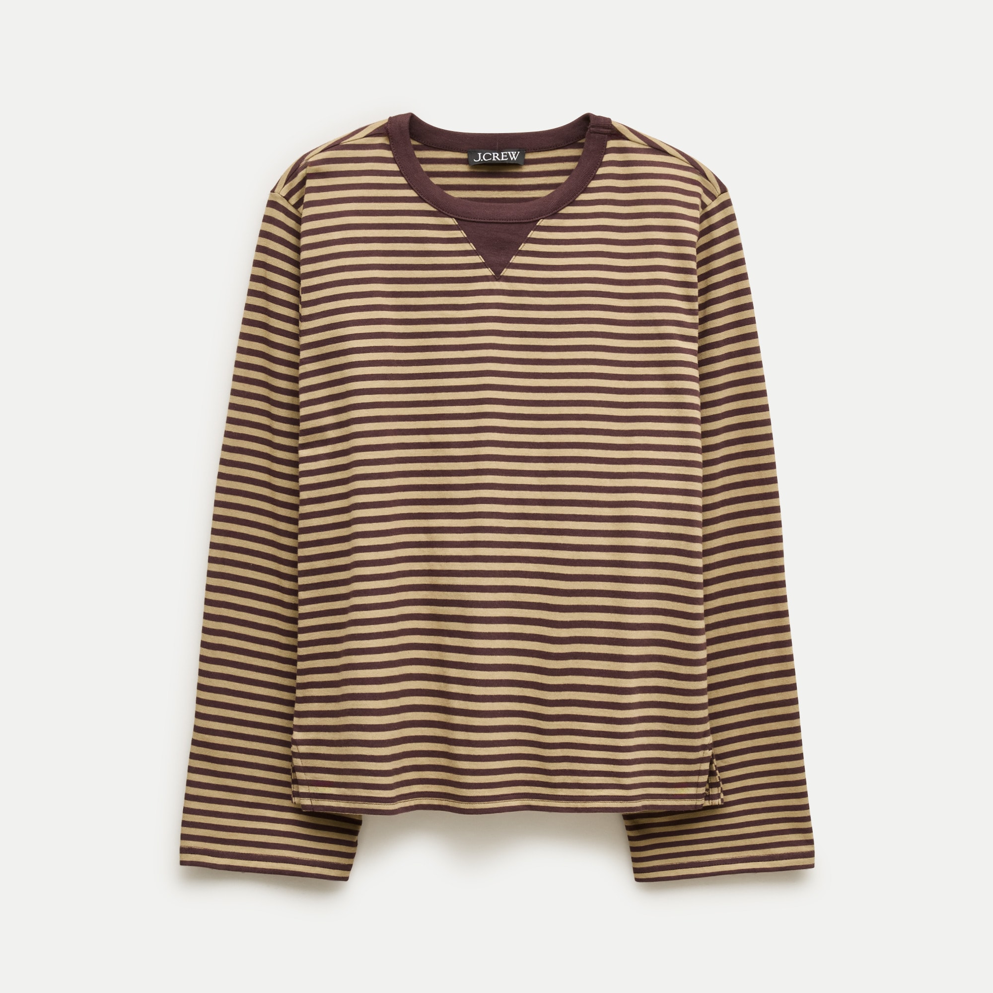 Boyfriend Jersey Relaxed Long-Sleeve T-Shirt in Stripe