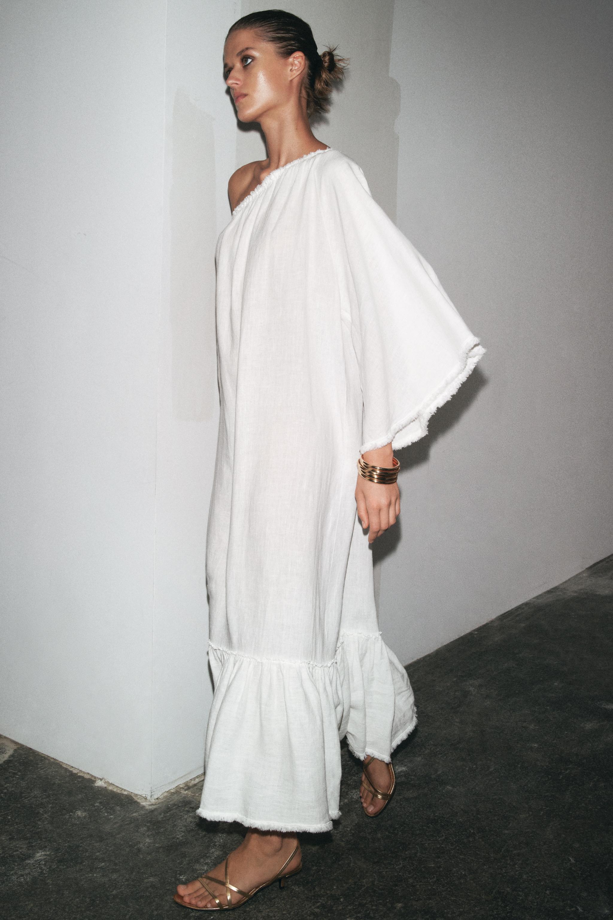 Zw Collection 100% Linen Asymmetric Dress