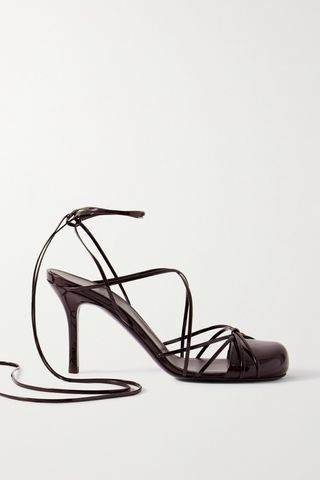 Joan Lace-Up Patent-Leather Sandals