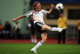 Melanie Behringer of Germany in action during the Women's Euro 2009 qualifier between Germany and Switzerland at the Oberwerth stadium on August 22, 2007 in Koblenz, Germany. (Photo by Lars Baron/Bongarts/Getty Images)