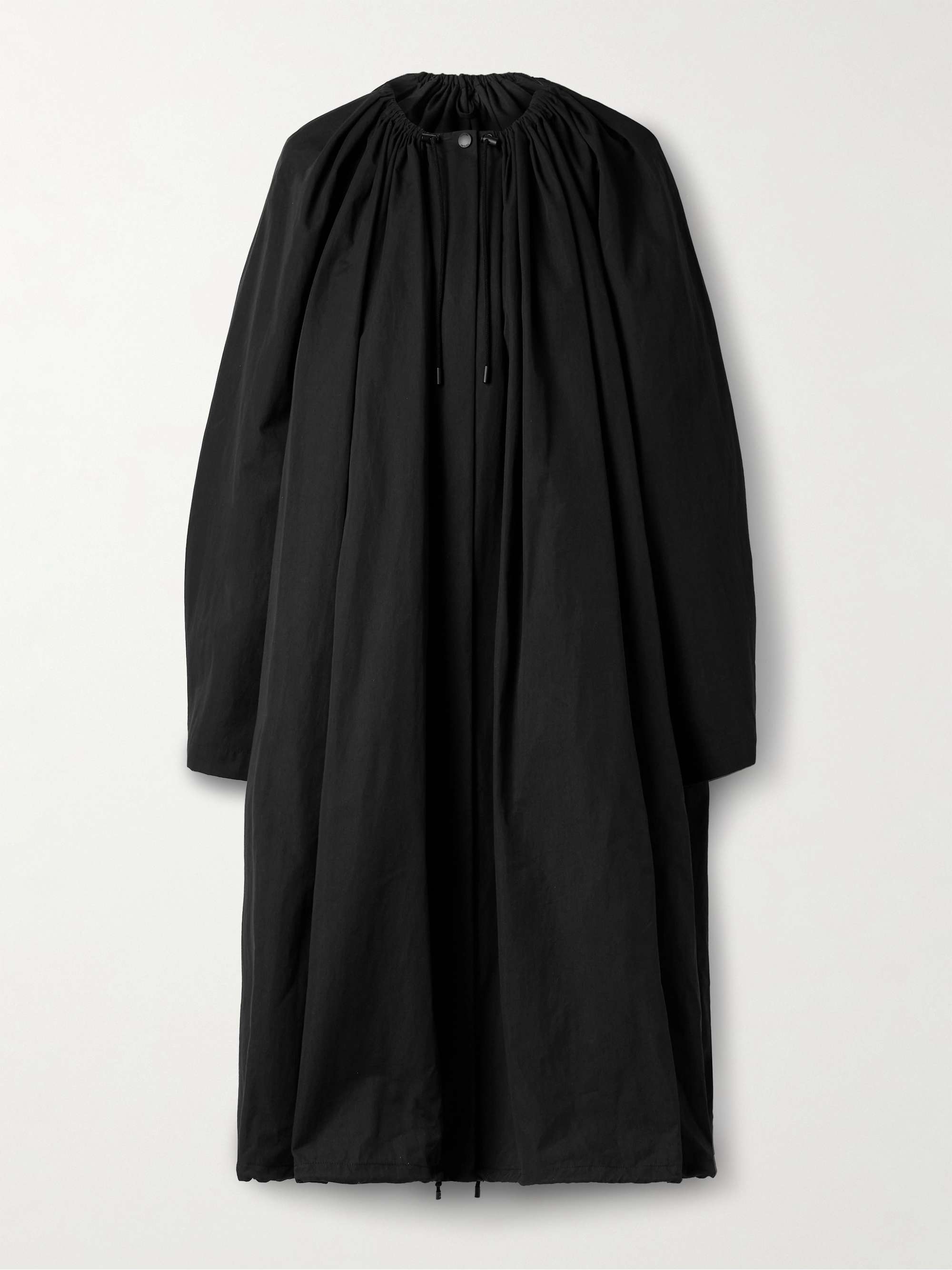 Oversized Gathered Organic Cotton-Blend Coat