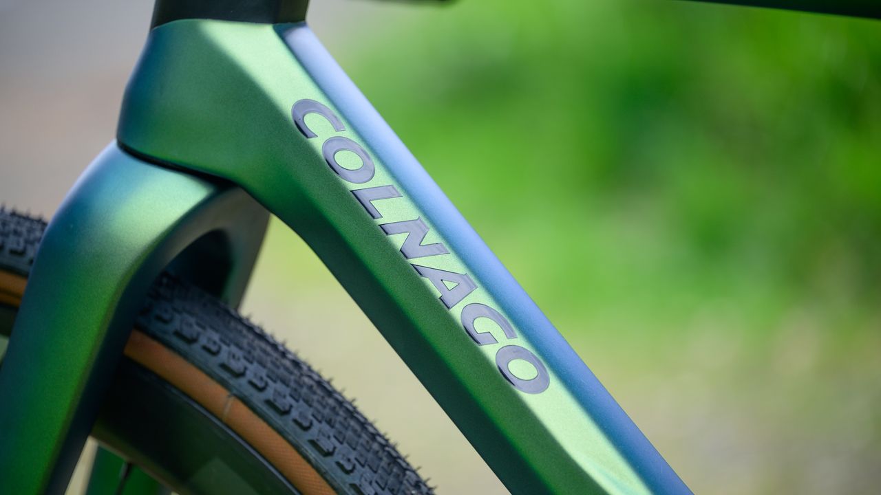 Colnago C68 Gravel showing Colnago logo on downtube