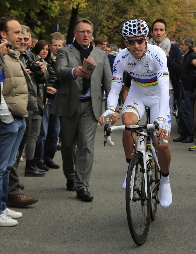 Rui Costa in his rainbow jersey