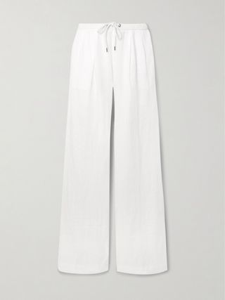 Pleated Linen Wide-Leg Pants