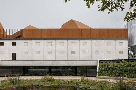 Church of oak distillery by ODOS exterior of concrete facade