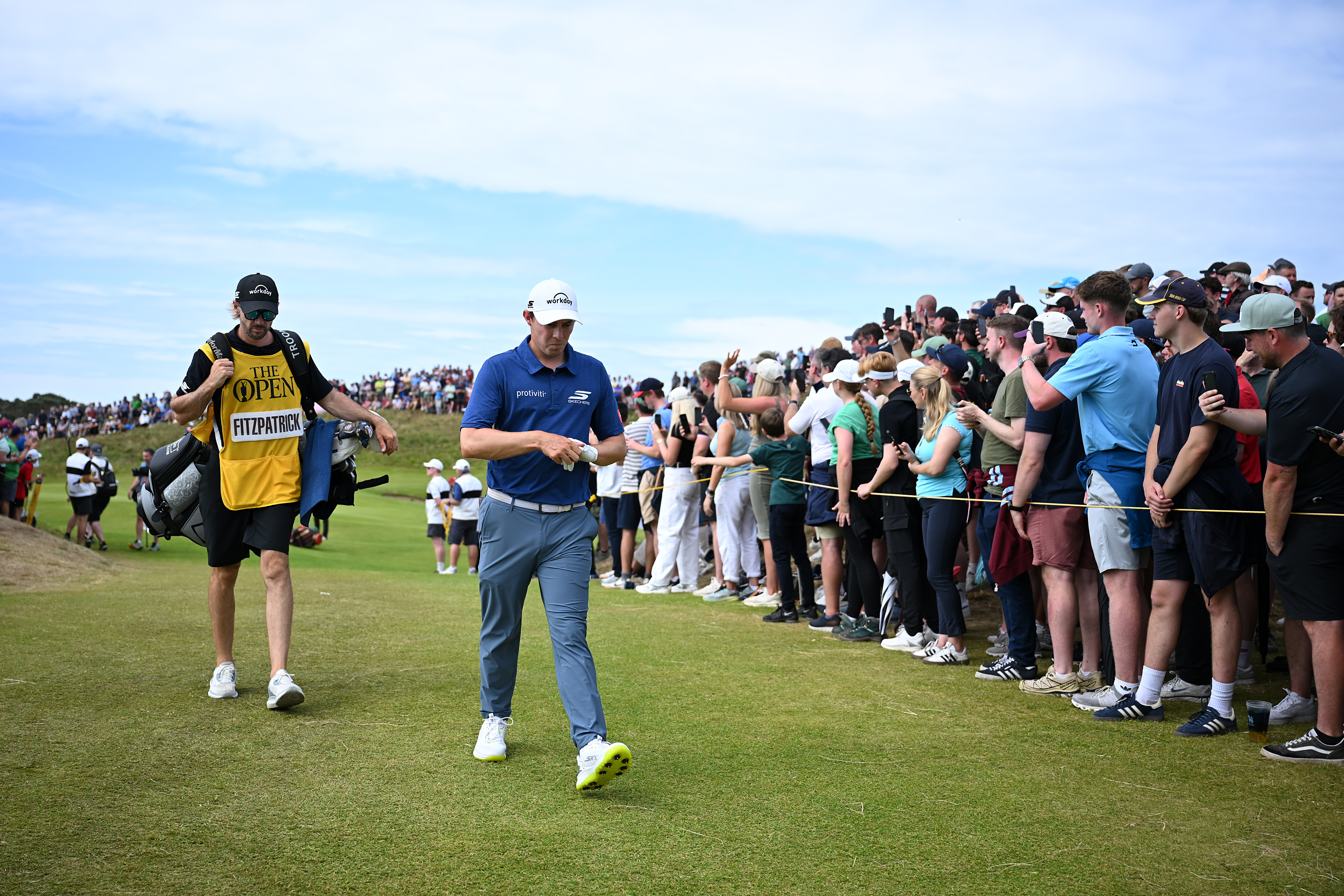 Matt Fitzpatrick walks to the tee