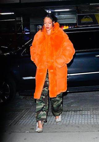 Rihanna Orange Coat Jacket
