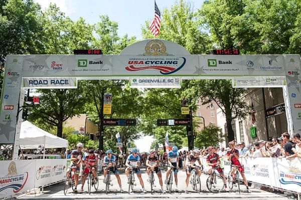 The first riders are called to the line.