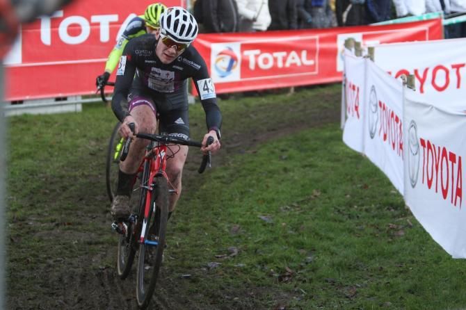 Peter Goguen rounding a turn during the epic battle in the metropolitan town of Diegem.