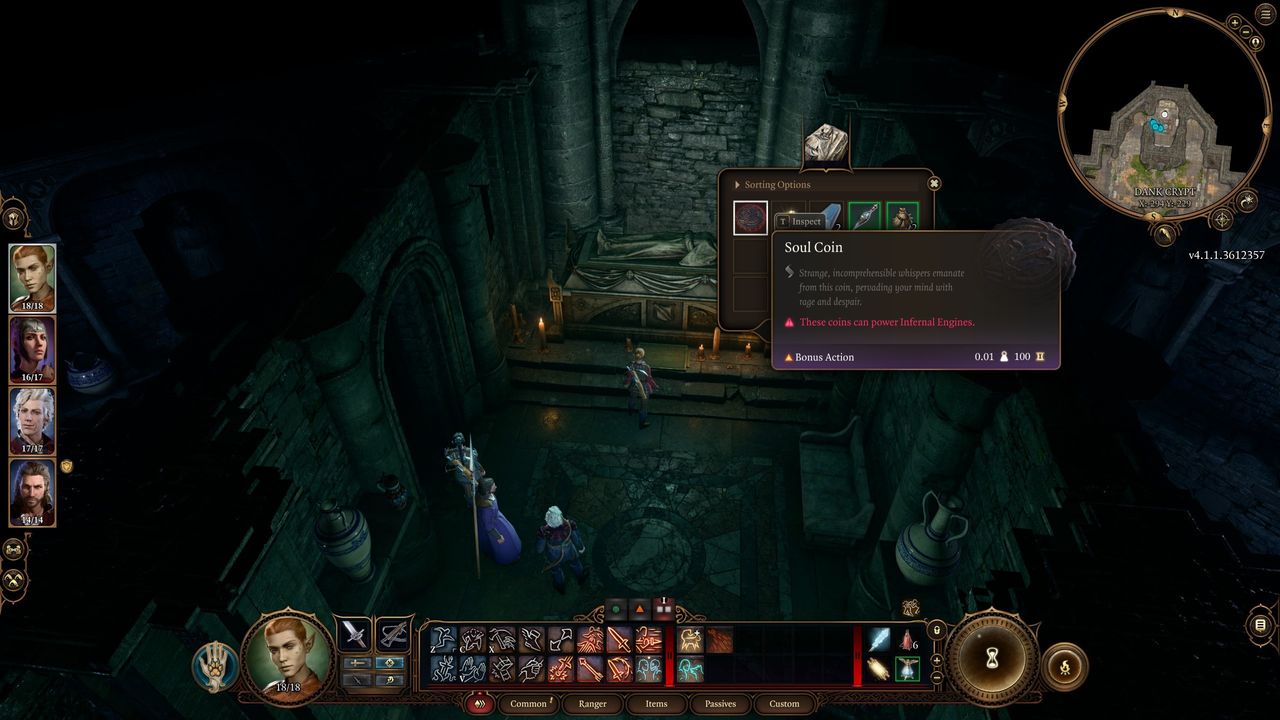 Baldur's Gate 3 Soul Coin location three in Dank Crypt