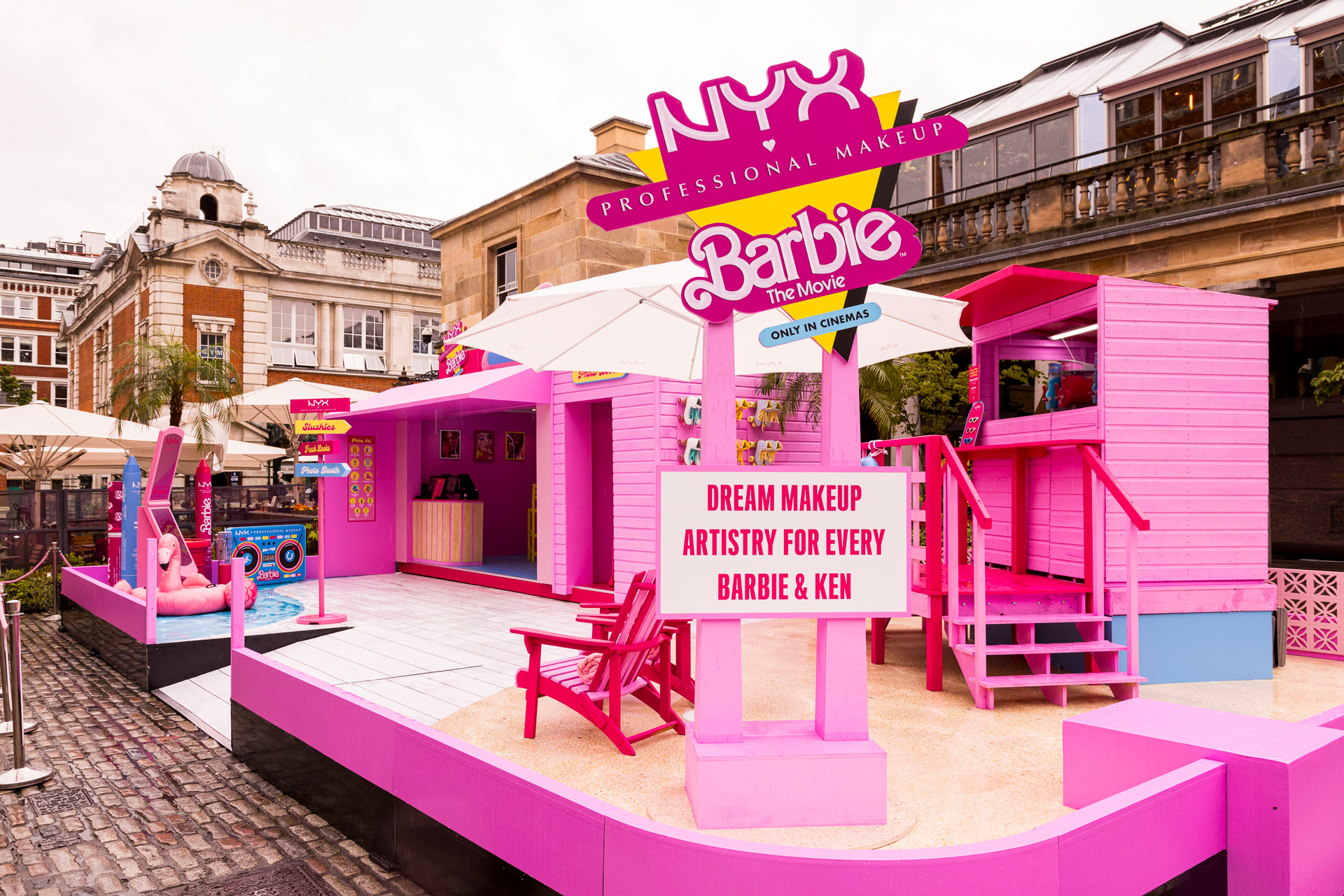 themed popup for Barbie and makeup brand
