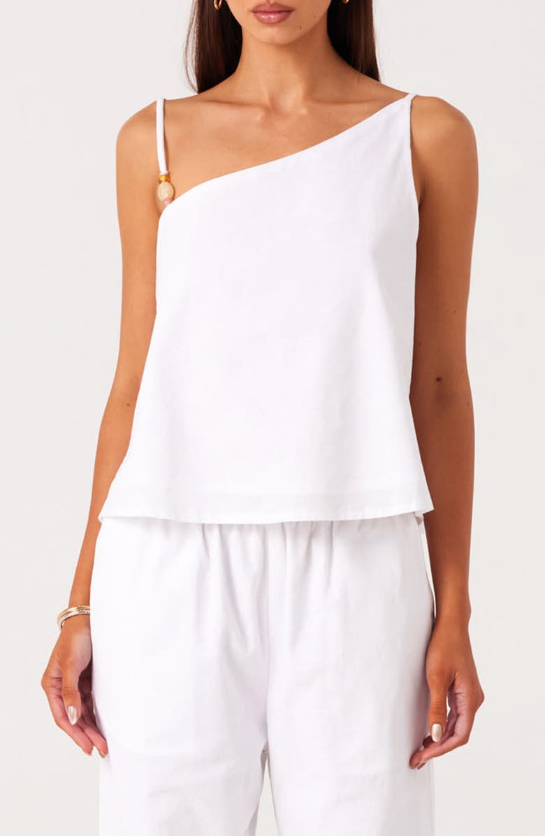 Ismene Asymmetrical One Shoulder Linen &amp;amp; Cotton Blend Top