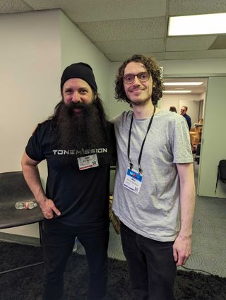 John Petrucci (left) and GW.com EIC Michael Astley-Brown at the 2024 NAMM show