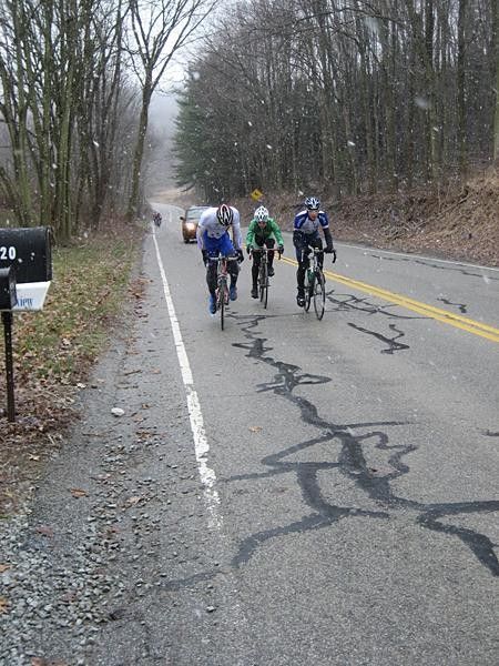 Sean Melcher bridged up to the breakaway with a racer from Purdue.