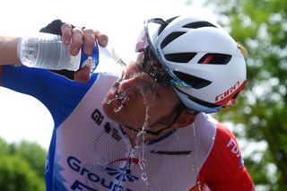 LISLE JOURDAIN FRANCE JUNE 16 Stage winner Arnaud Demare of France and Team Groupama FDJ refreshes himself at finish line during the 46th La Route dOccitanie La Depeche du Midi 2022 Stage 1 a 1744km stage from Smac to LIsle Jourdain RDO2022 on June 16 2022 in LIsle Jourdain France Photo by Dario BelingheriGetty Images
