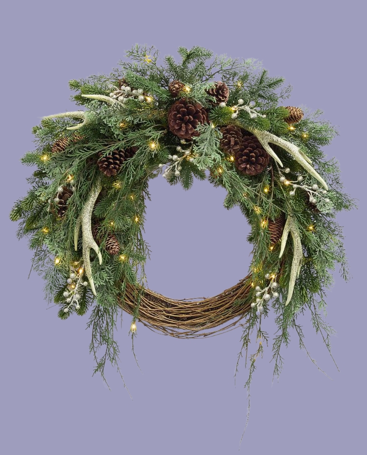 Pottery Barn, Faux Lit Rustic Glam Wreath