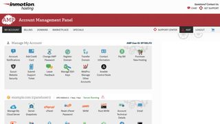 InMotion Hosting's webpage demonstrating how its account management panel looks and works