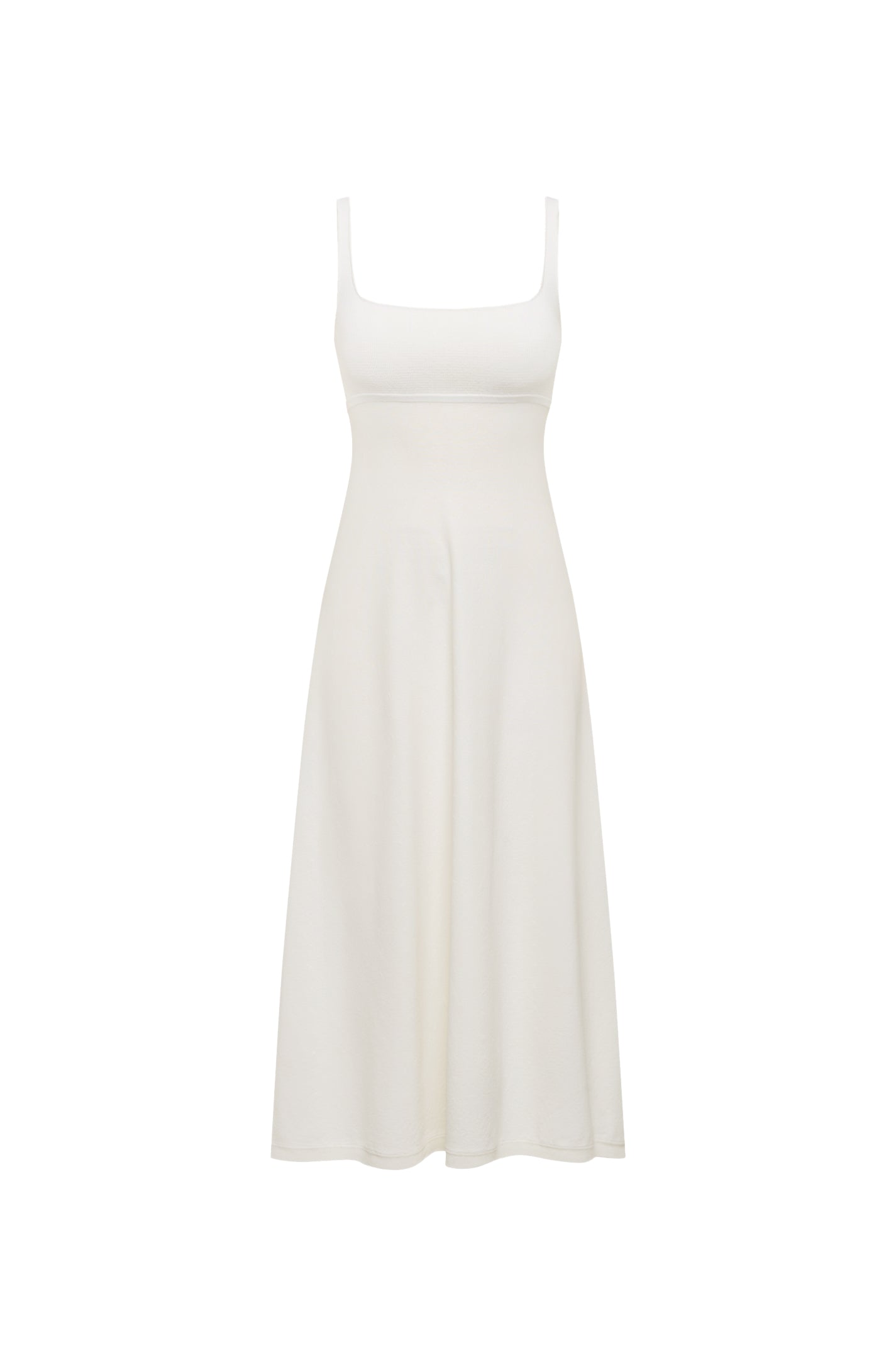 Crepe Knit Square Neck Dress - Cream