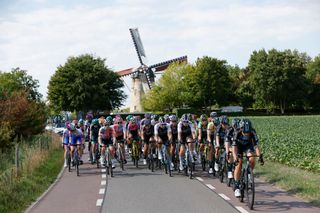 LANDGRAAF NETHERLANDS SEPTEMBER 02 A general view of the peloton competing during the 25th Simac Ladies Tour 2022 Stage 4 a 1352km stage from Landgraaf to Landgraaf SLT2022 UCIWWT on September 02 2022 in Landgraaf Netherlands Photo by Bas CzerwinskiGetty Images