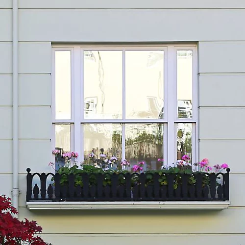Window film on window with window box