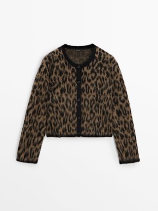 Wool Blend Animal Print Cardigan