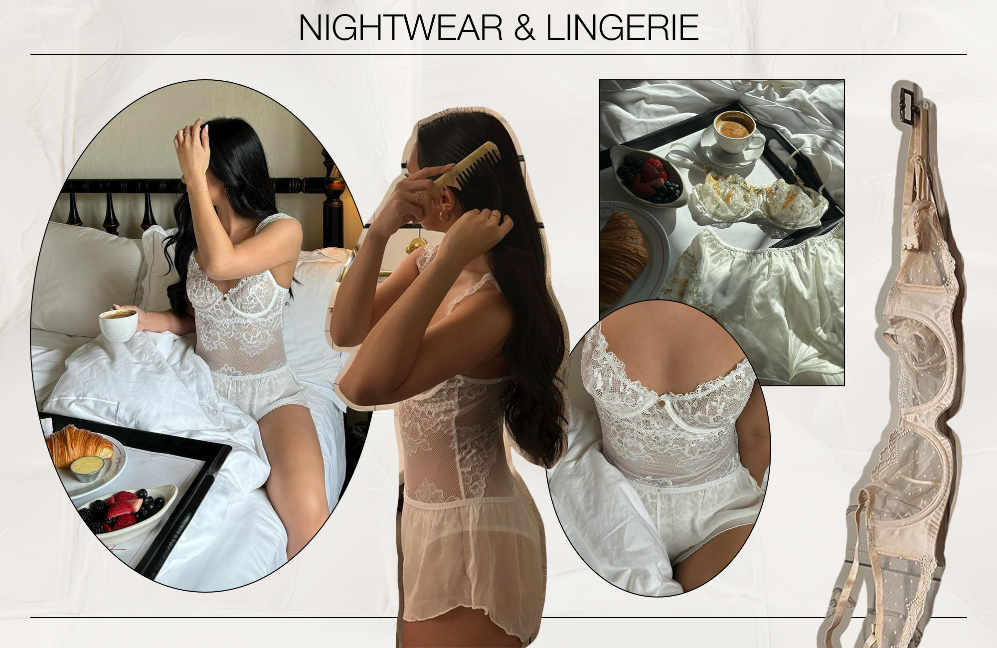 Collage of woman wearing lingerie