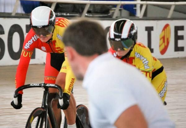Lithuania get underway in the team sprint.
