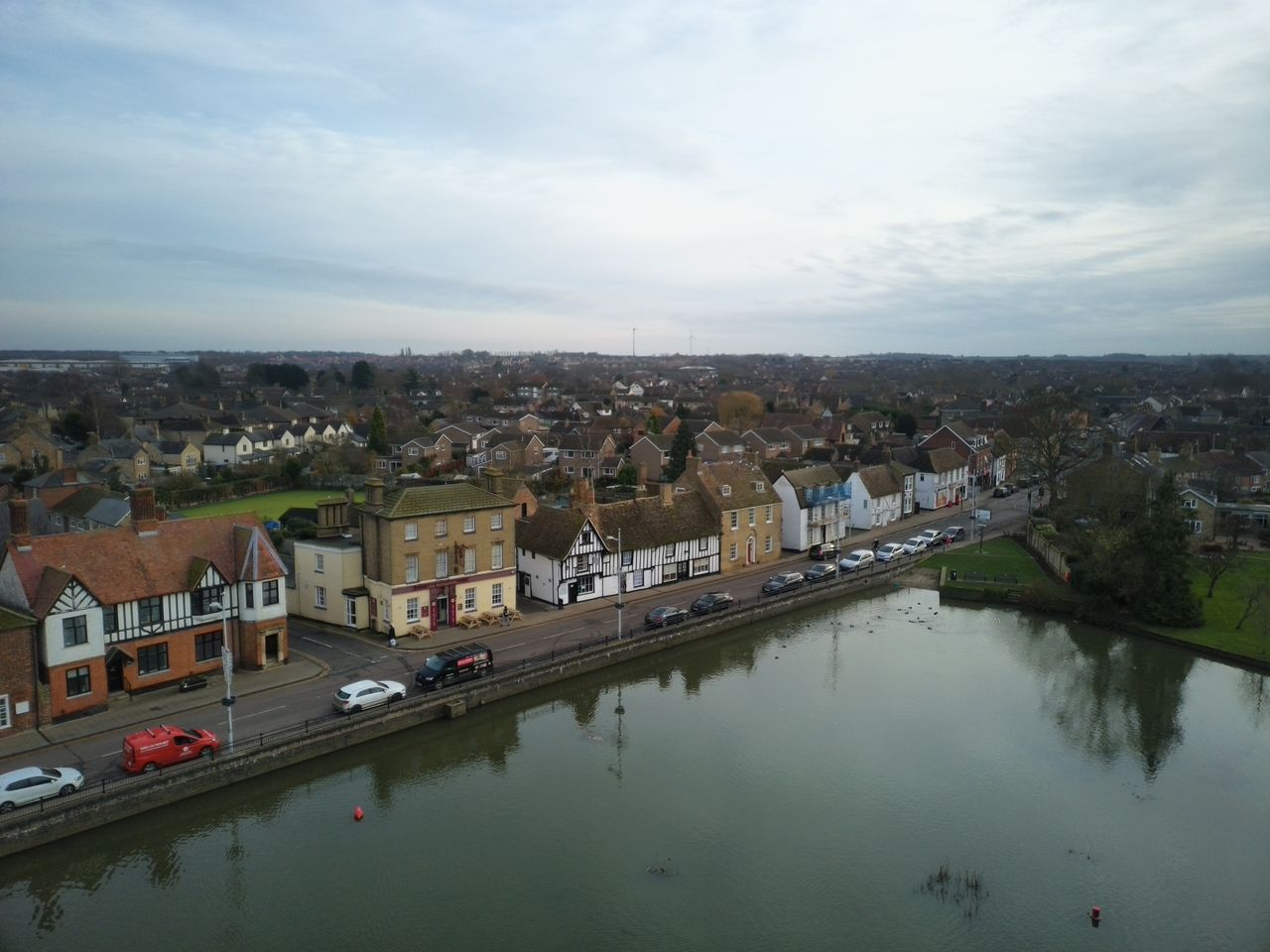 Photo of a town and river taken with the Holy Stone HS600D