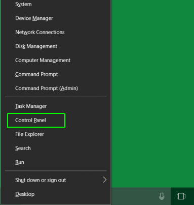open control panel