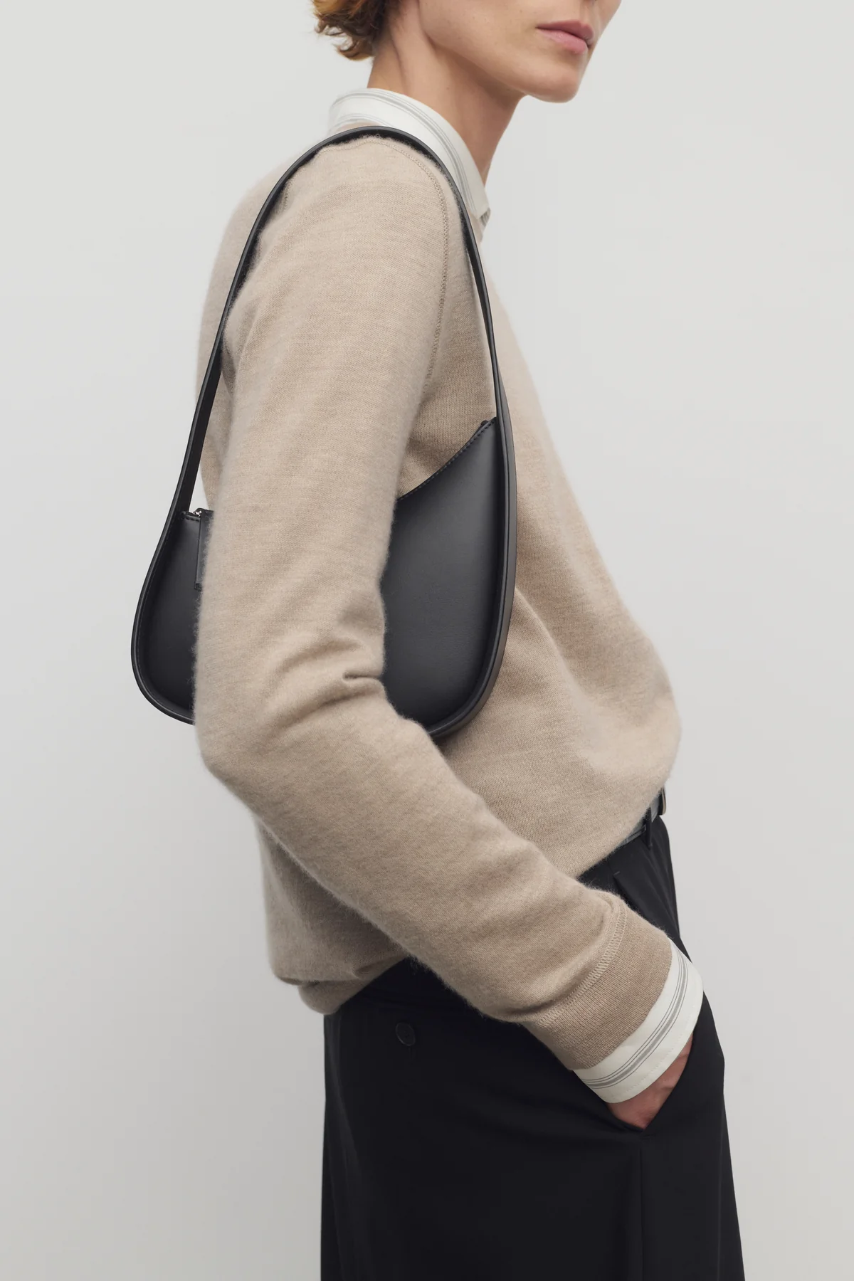 The Row, Half Moon Bag in Leather