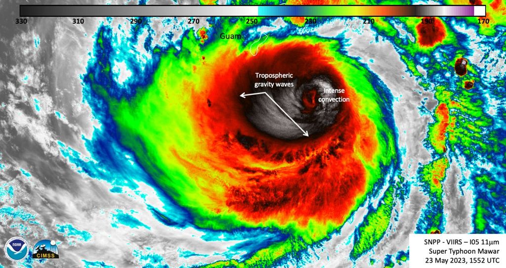 Super Typhoon Mawar swirls near Guam in satellite views (video) Space