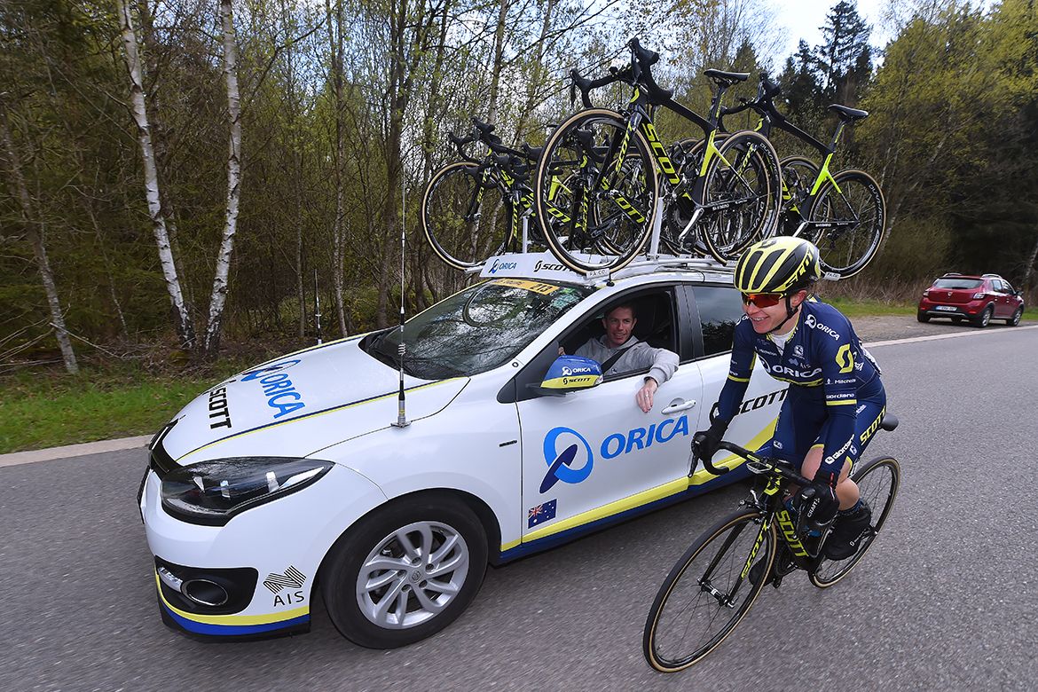 Amanda Spratt at the Orica-Scott car