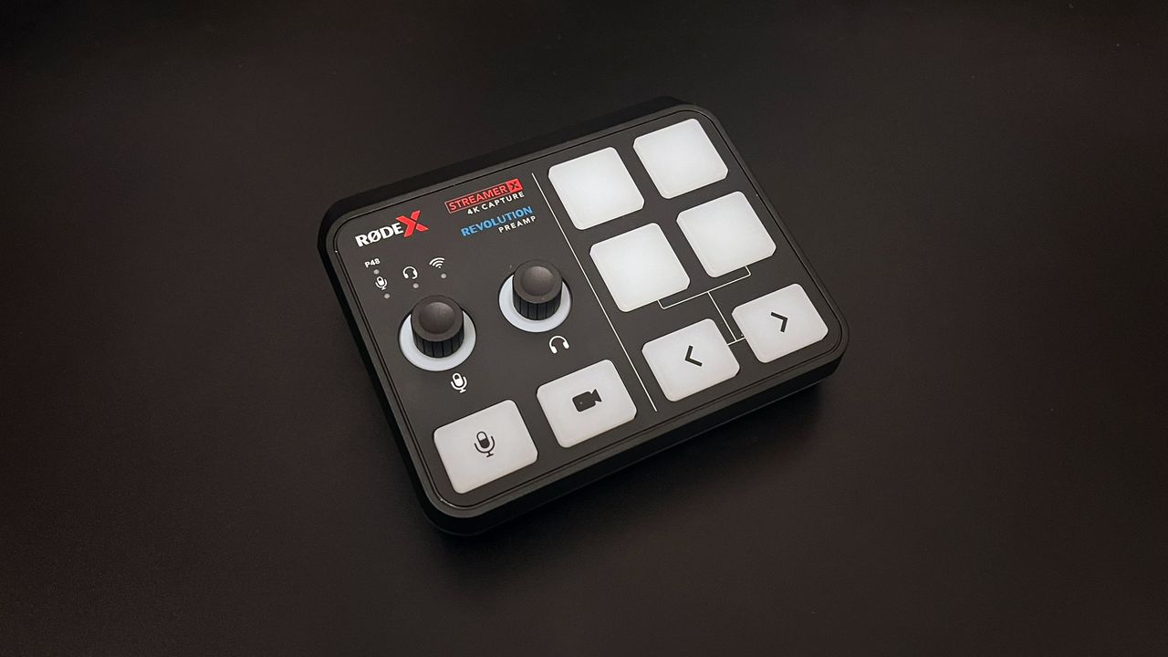 RODE Streamer X while switched off, showing its dials and touchpads