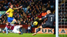 Olivier Giroud scores for Arsenal against Aston Villa