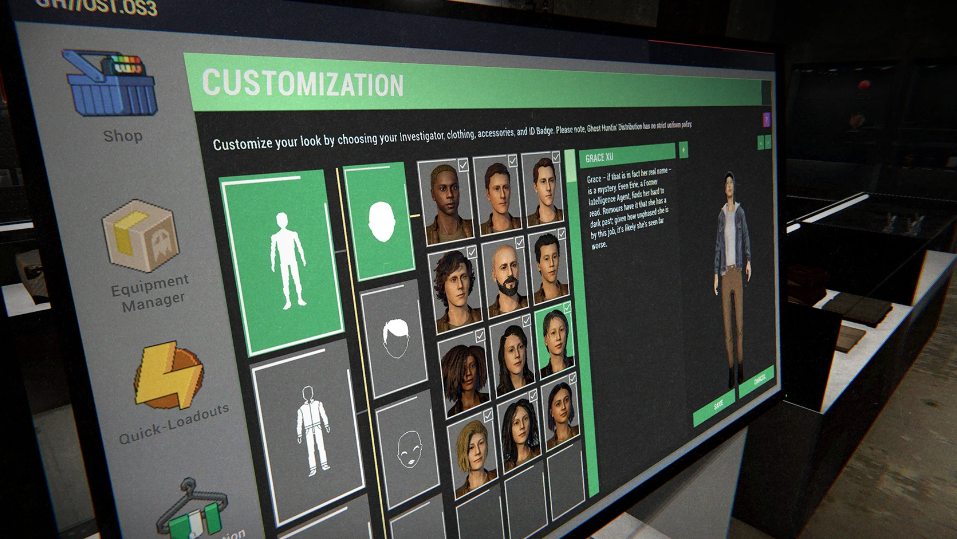 Player Character update screen