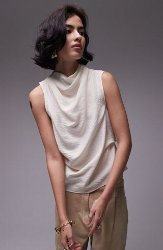 Funnel Neck Sleeveless Top