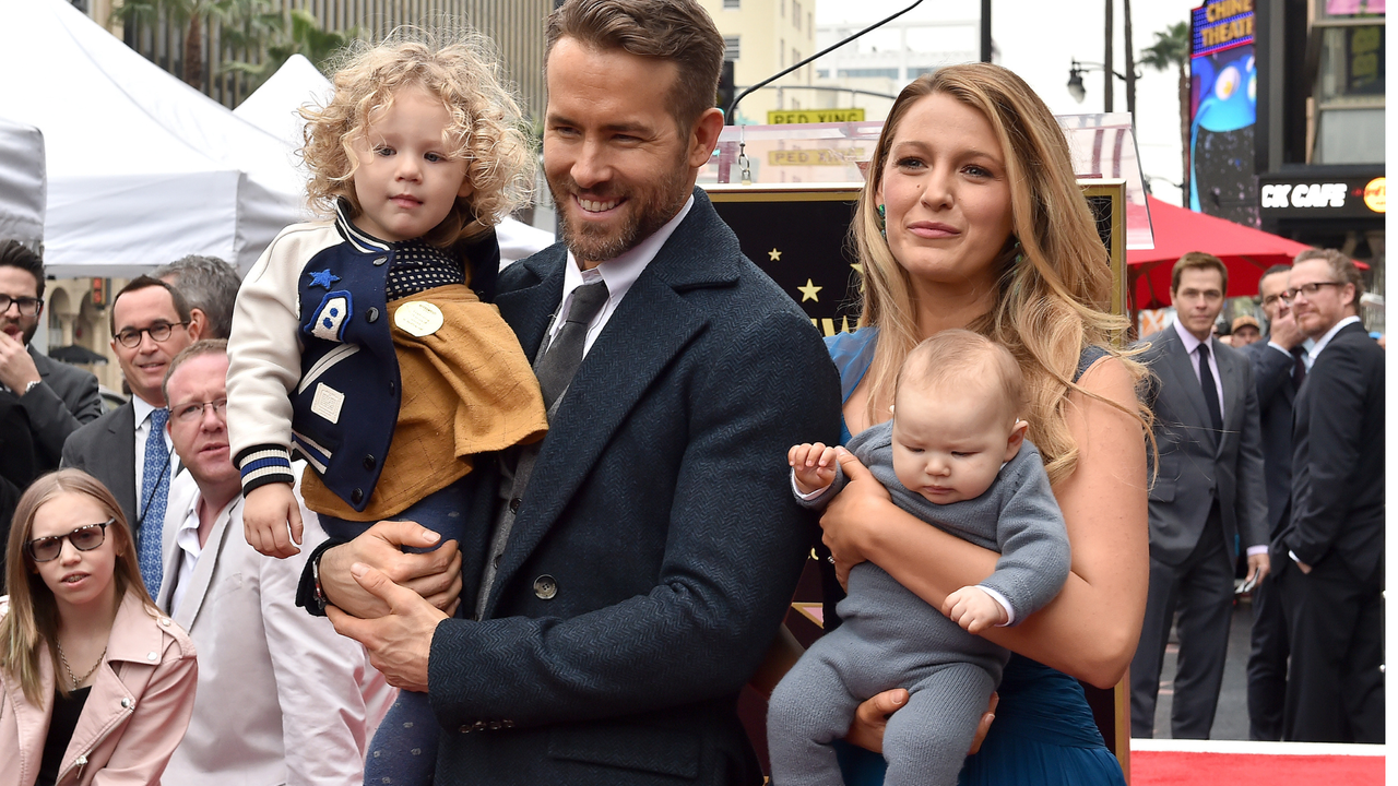 Actors Ryan Reynolds and Blake Lively with daughters James Reynolds and Ines Reynolds attend the ceremony honoring Ryan Reynolds with a Star on the Hollywood Walk of Fame on December 15, 2016 in Hollywood, California.