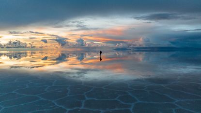 Clouds over the Salar de Uyuni salt flat in Bolivia