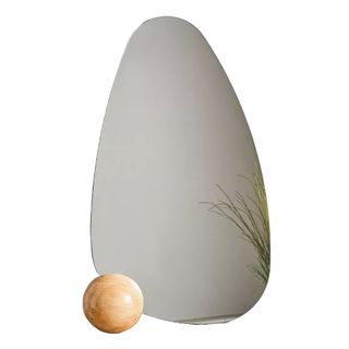 Oval mirror with wooden ball