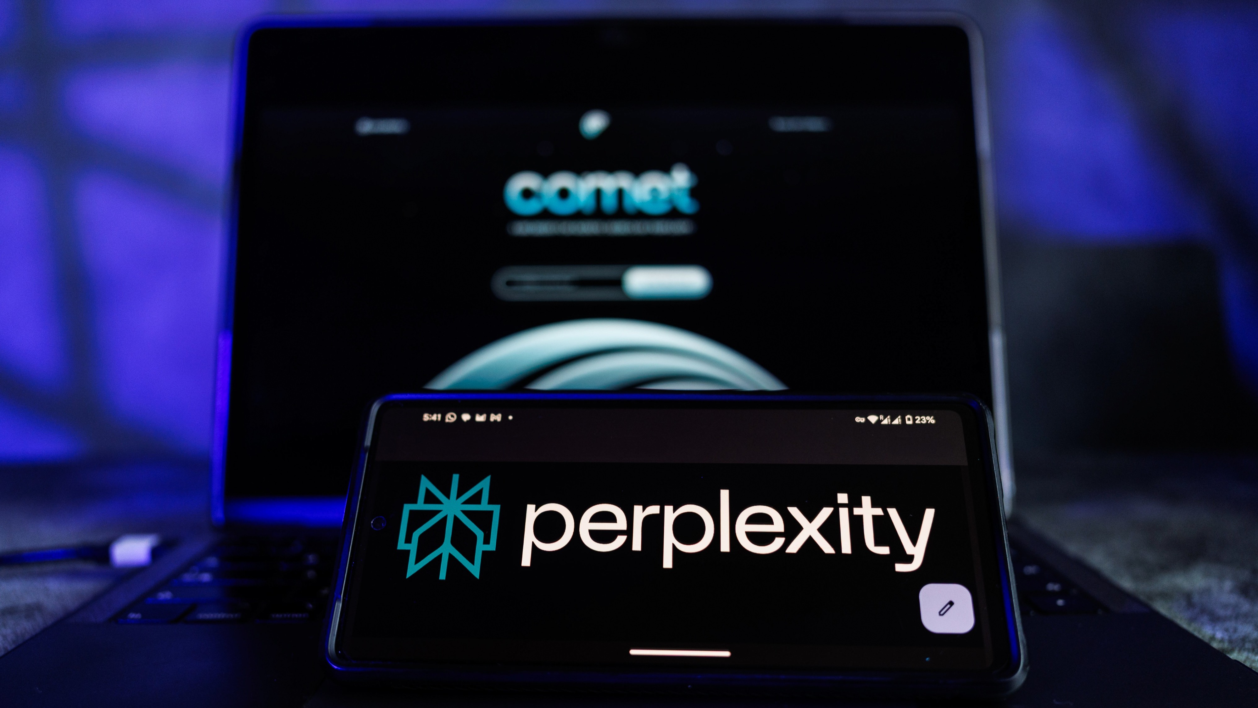 Web browser &#039;Comet&#039; by perplexity is seen on a computer.