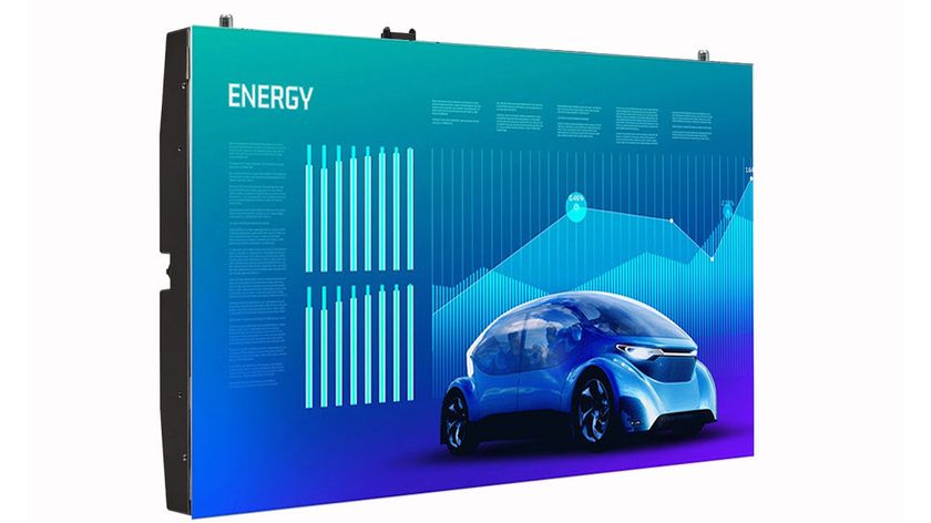 The new LG all-in-one display with a futuristic car on it. 