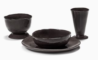 dark brown glazed tableware by Serax Marie Michielssen