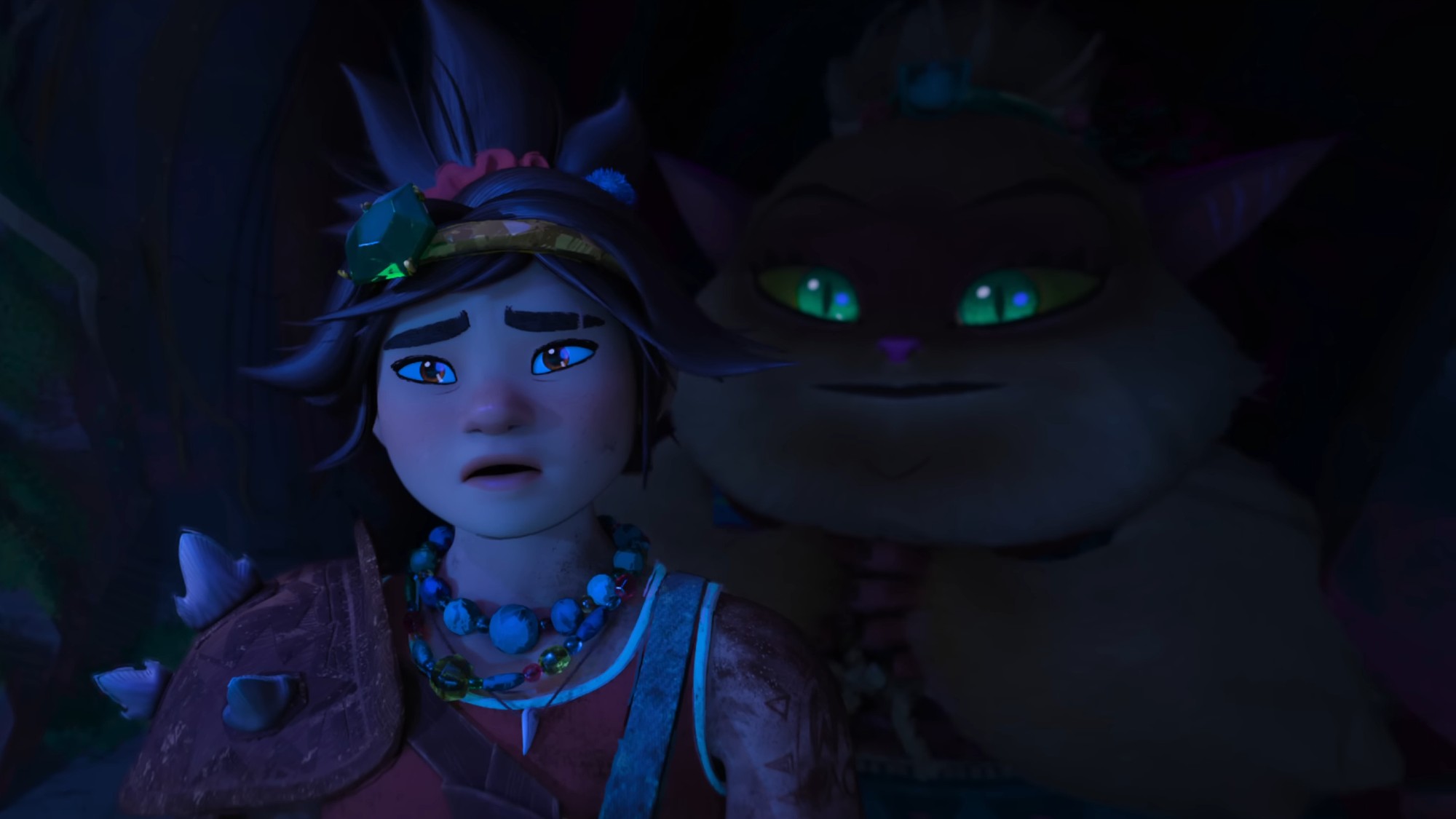 Batiba standing with Jo in Forgotten Island.