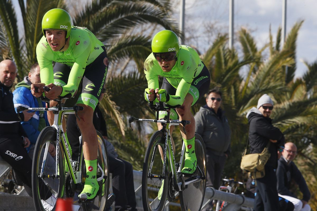 Ramunas Navardauskas had to chase back after a crash in the TTT